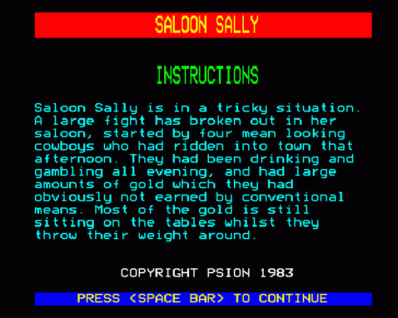 Saloon Sally Screenshot 11 (BBC Model B)