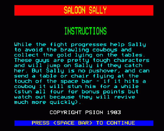 Saloon Sally Screenshot 12 (BBC Model B)