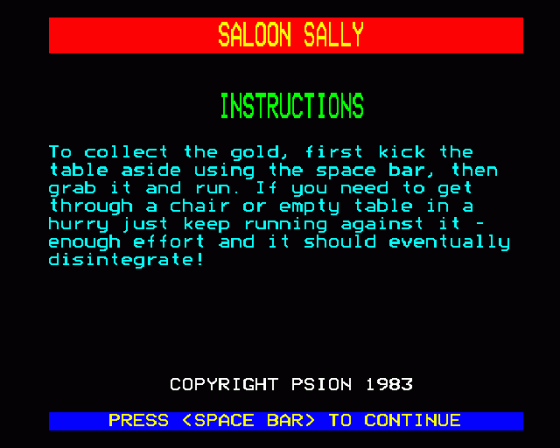 Saloon Sally Screenshot 13 (BBC Model B)