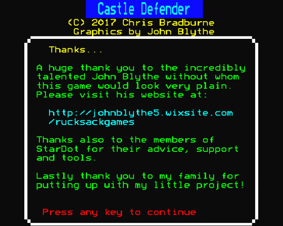 Castle Defender Screenshot 26 (BBC B/B+/Master 128)