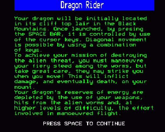 Dragon Rider Screenshot 19 (BBC Model B)