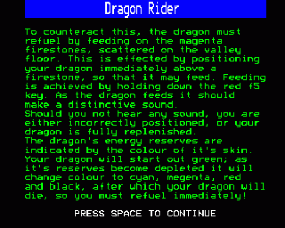 Dragon Rider Screenshot 20 (BBC Model B)