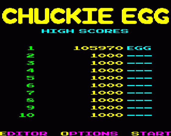 Chuckie Egg 2023 Screenshot 15 (BBC Model B)