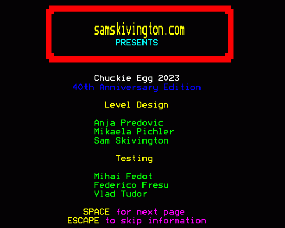 Chuckie Egg 2023 Screenshot 17 (BBC Model B)