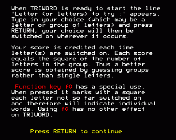Triword Screenshot 5 (BBC Model B)