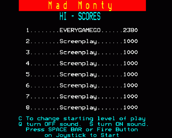 Mad Monty Screenshot 8 (BBC Model B)