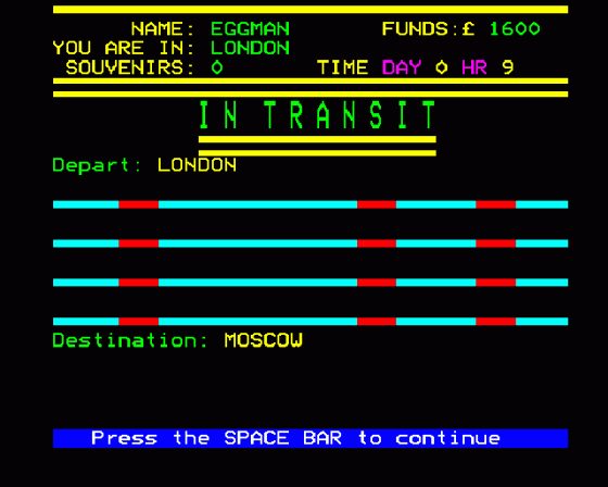 World Travel Game Screenshot 5 (BBC Model B)