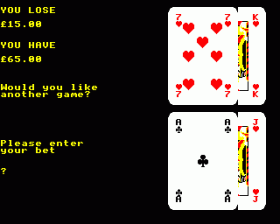Blackjack Screenshot 7 (BBC Model B)