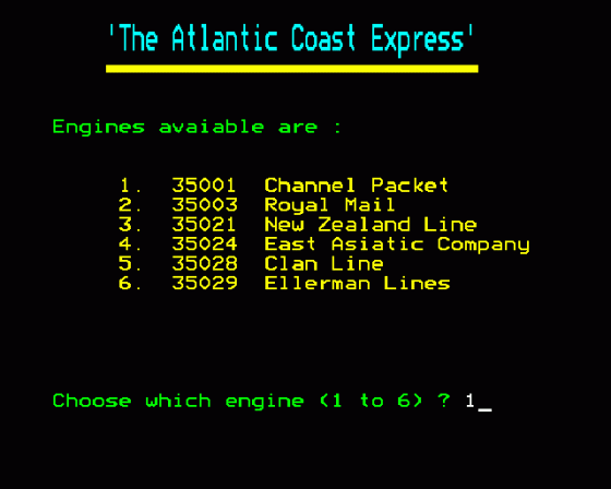 The Atlantic Coast Express Screenshot 9 (BBC Model B)