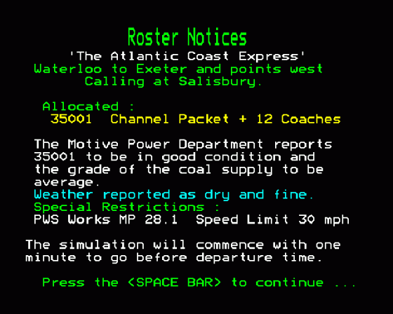 The Atlantic Coast Express Screenshot 10 (BBC Model B)