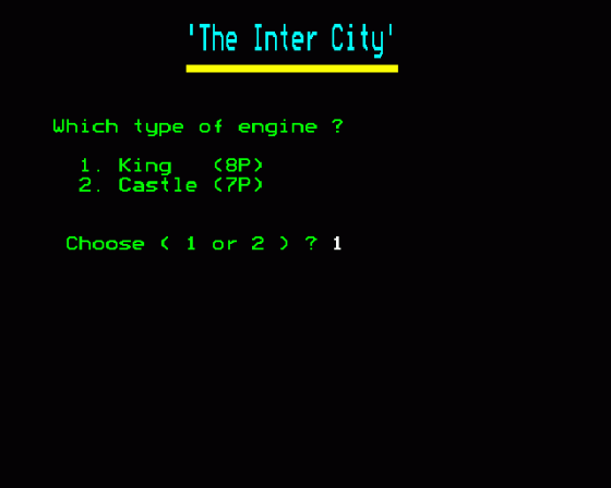 The Inter-City Screenshot 8 (BBC Model B)