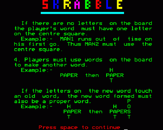 Computer Skrabble Screenshot 6 (BBC B/B+/Master 128)