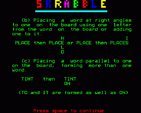 Computer Skrabble Screenshot 8 (BBC B/B+/Master 128)