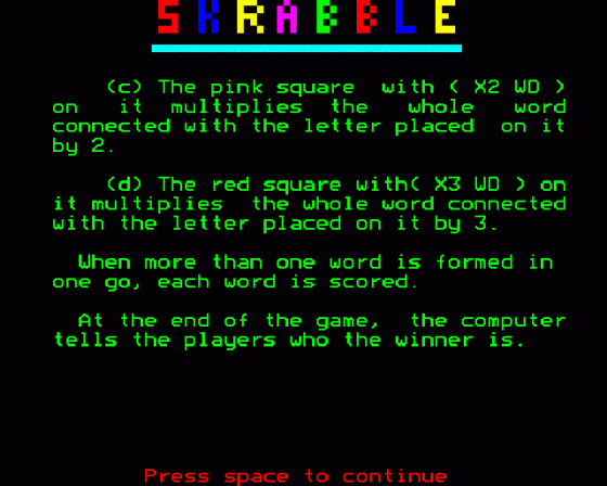 Computer Skrabble Screenshot 11 (BBC B/B+/Master 128)