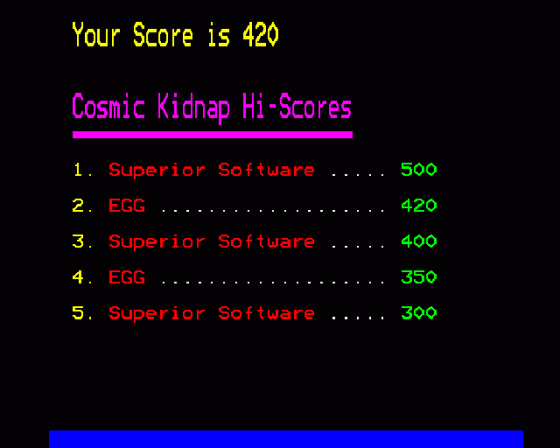 Cosmic Kidnap Screenshot 11 (BBC Model B)