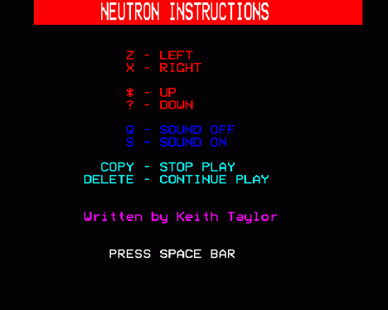 Neutron Screenshot 10 (BBC Model B)