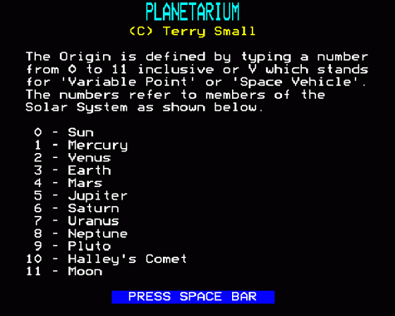 Planetarium Screenshot 10 (BBC Model B)