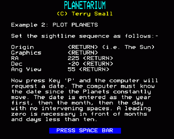 Planetarium Screenshot 14 (BBC Model B)