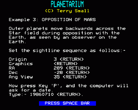 Planetarium Screenshot 16 (BBC Model B)