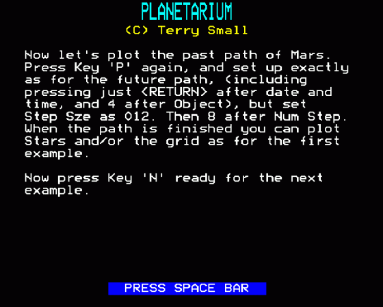 Planetarium Screenshot 19 (BBC Model B)