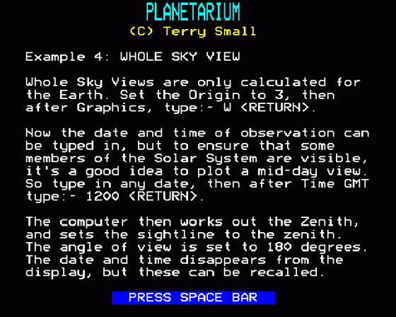 Planetarium Screenshot 20 (BBC Model B)