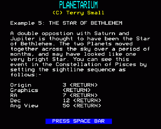 Planetarium Screenshot 22 (BBC Model B)