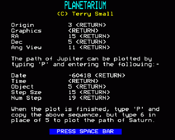Planetarium Screenshot 24 (BBC Model B)
