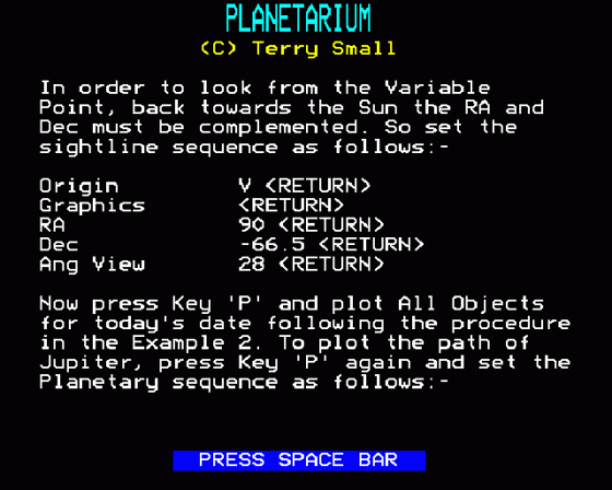 Planetarium Screenshot 26 (BBC Model B)