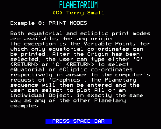 Planetarium Screenshot 29 (BBC Model B)