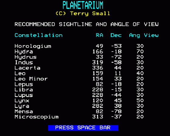 Planetarium Screenshot 33 (BBC Model B)