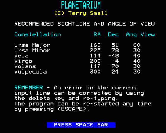 Planetarium Screenshot 36 (BBC Model B)