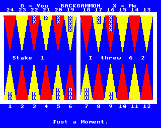 Backgammon Screenshot 5 (BBC Model B)