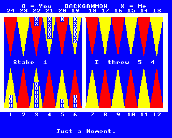 Backgammon Screenshot 6 (BBC Model B)