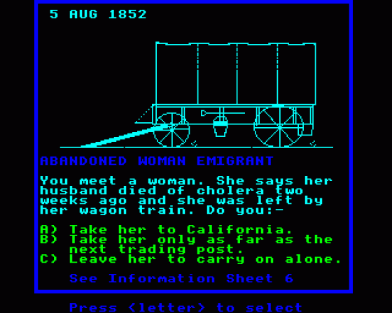 Wagons West Screenshot 29 (BBC Model B)