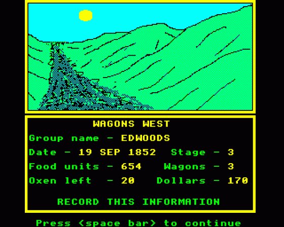 Wagons West Screenshot 45 (BBC Model B)