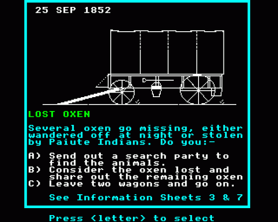 Wagons West Screenshot 48 (BBC Model B)