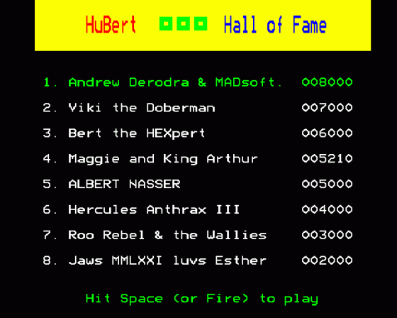 Hubert Screenshot 6 (BBC Model B)