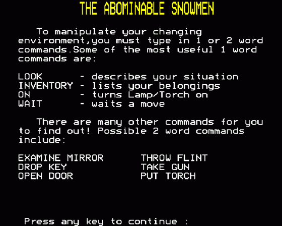 The Abominable Snowmen Screenshot 8 (BBC Model B)