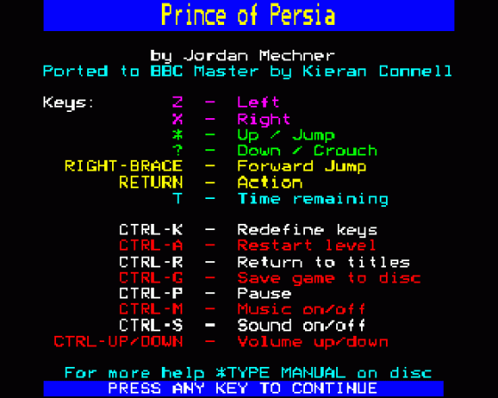 Prince Of Persia Screenshot 31 (BBC Master 128)