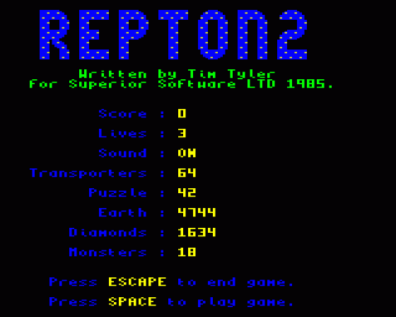 Repton 2 Screenshot 45 (BBC Master Compact)