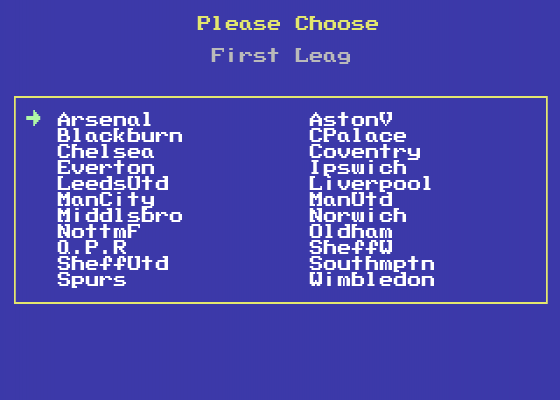 Football Manager 3 Screenshot 10 (Commodore 64/128)