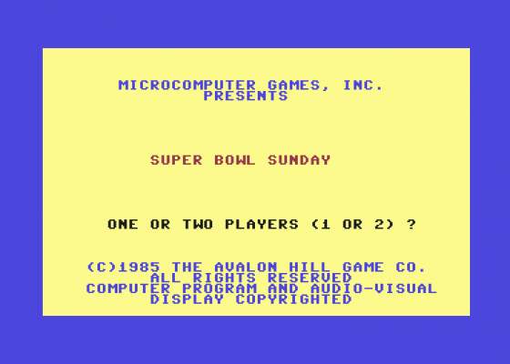 Super Bowl Sunday Screenshot 10 (Commodore 64/128)