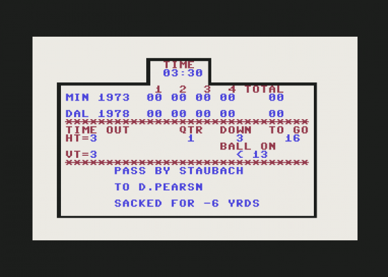 Super Bowl Sunday Screenshot 14 (Commodore 64/128)