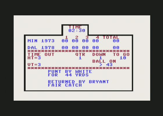 Super Bowl Sunday Screenshot 18 (Commodore 64)