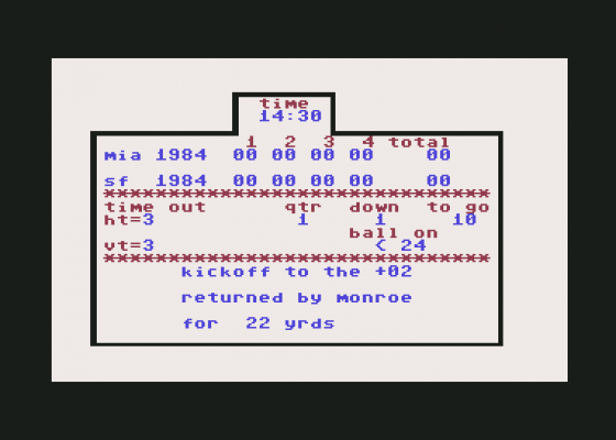 Super Bowl Sunday Screenshot 19 (Commodore 64/128)