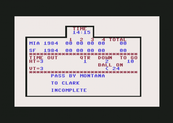 Super Bowl Sunday Screenshot 23 (Commodore 64/128)