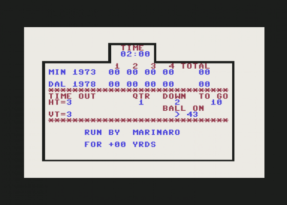 Super Bowl Sunday Screenshot 24 (Commodore 64/128)