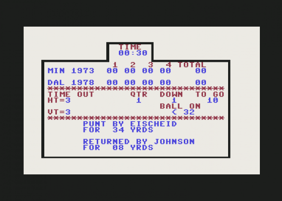 Super Bowl Sunday Screenshot 29 (Commodore 64)