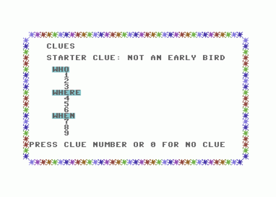 Who Killed Cock Robin? Screenshot 6 (Commodore 64)