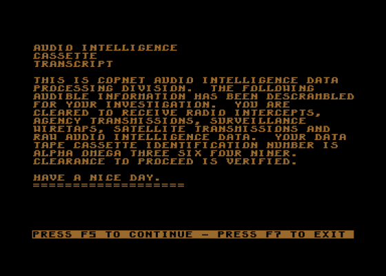 Presumed Guilty Screenshot 10 (Commodore 64/128)